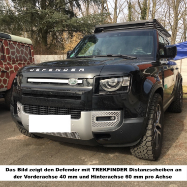 TREKFINDER Spurverbreiterung LAND ROVER Defender II 90/110 mit Aluminiumfelgen +40 mm / Aluminium schwarz