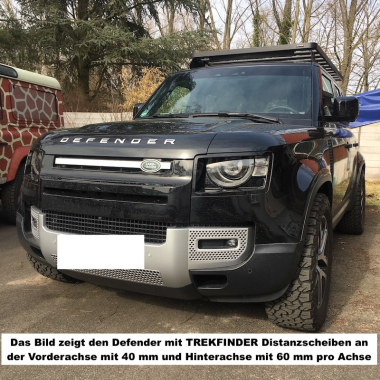 TREKFINDER Spurverbreiterung LAND ROVER Defender II 90/110 mit Aluminiumfelgen +40 mm / Aluminium schwarz