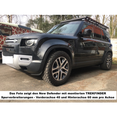 TREKFINDER Spurverbreiterung LAND ROVER Defender II 90/110 mit Aluminiumfelgen +40 mm / Aluminium schwarz