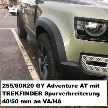 TREKFINDER Spurverbreiterung LAND ROVER Defender II 90/110 mit Aluminiumfelgen +40 mm / Aluminium schwarz