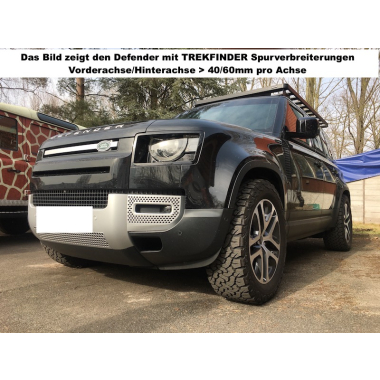 TREKFINDER Spurverbreiterung LAND ROVER Defender II 90/110 mit Aluminiumfelgen +44 mm / Aluminium schwarz