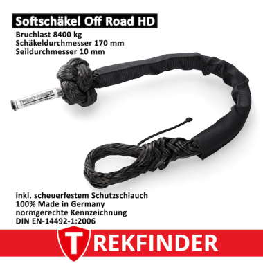 Softschäkel Off-Road Schäkel / schwarz TREKFINDER - Systembruchlast: 8.400 kg - Ø: 10 mm - inkl. Prüfbuch -  Made in Germany