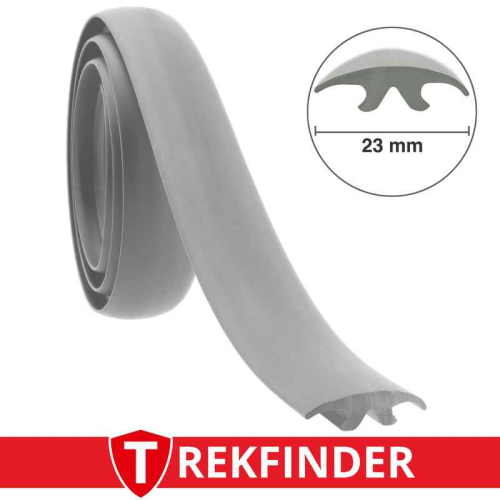 Abdeckprofil für Airlineschiene TREKFINDER / 23 mm breit / lichtgrau - RAL 7035 / glatte Oberfläche / 100 cm lang / Längenänderung (bis 25m) in 1m Schritten möglich über die Erhöhung der Anzahl der Artikelpositionen im Warenkorb