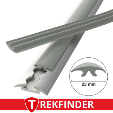 Abdeckprofil für Airlineschiene TREKFINDER / 23 mm breit / lichtgrau - RAL 7035 / glatte Oberfläche / 100 cm lang / Längenänderung (bis 25m) in 1m Schritten möglich über die Erhöhung der Anzahl der Artikelpositionen im Warenkorb