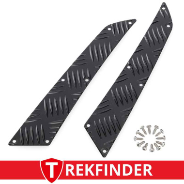 Riffelblechauflagen TREKFINDER für SUZUKI Jimny II Stoßstange vorne rechte & linke Seite, schwarz, pulverbeschichtet