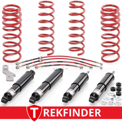 Höherlegungsfahrwerk TREKFINDER für SUZUKI Jimny II 5-türig / +40 mm / härteverstellbar / Eintragung nach §21 / keine ABE / kein TÜV Teilegutachten / keine TTG