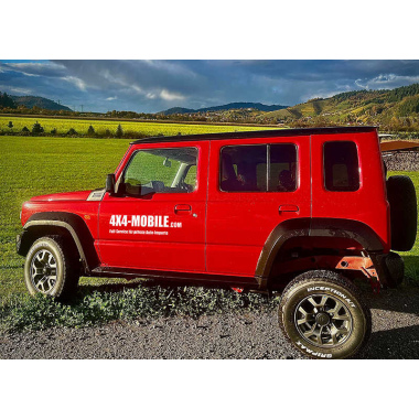 Höherlegungsfahrwerk TREKFINDER für SUZUKI Jimny II 5-türig / +40 mm / härteverstellbar / Eintragung nach §21 / keine ABE / kein TÜV Teilegutachten / keine TTG